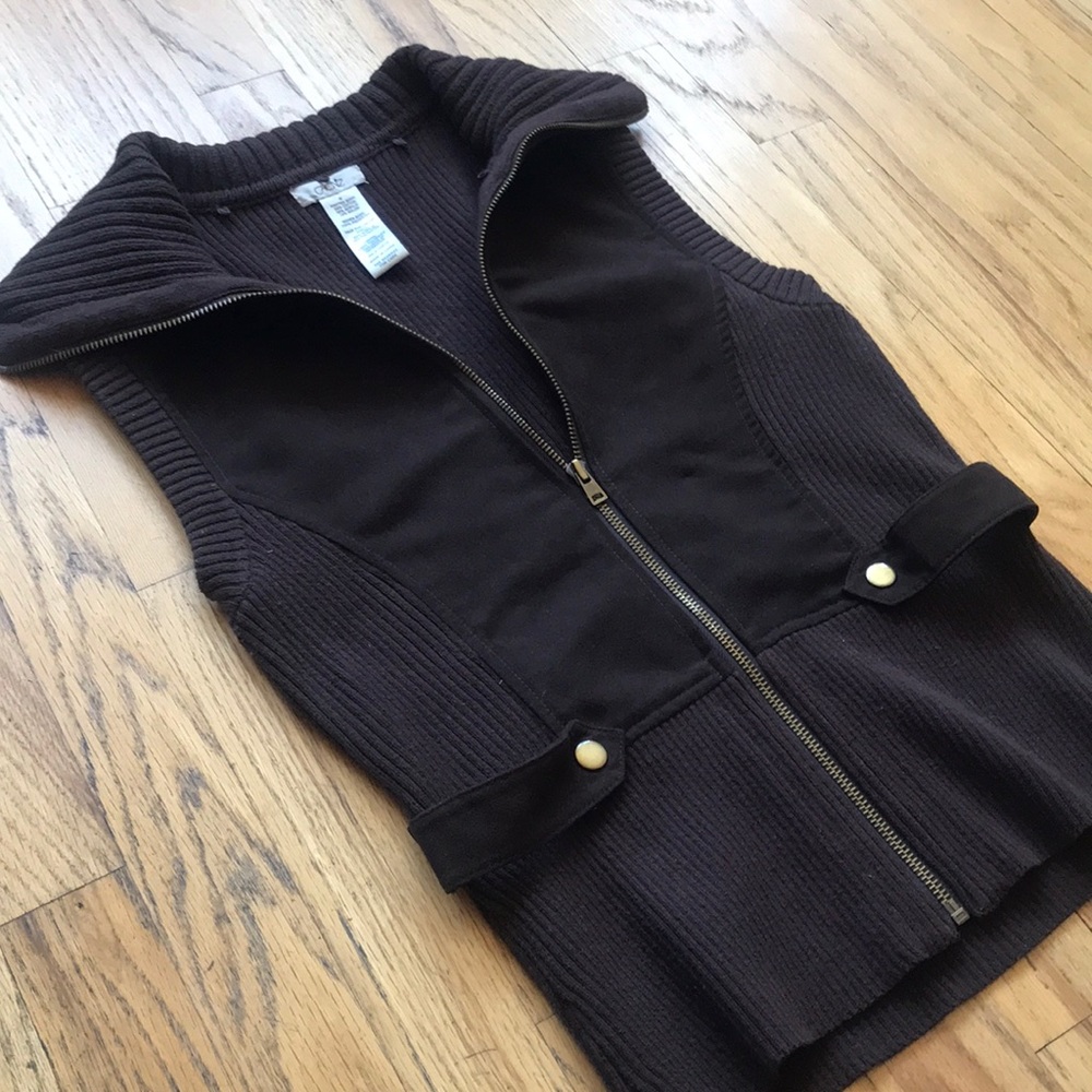 Cache Full-Zip Sweater Vest (dark brown)